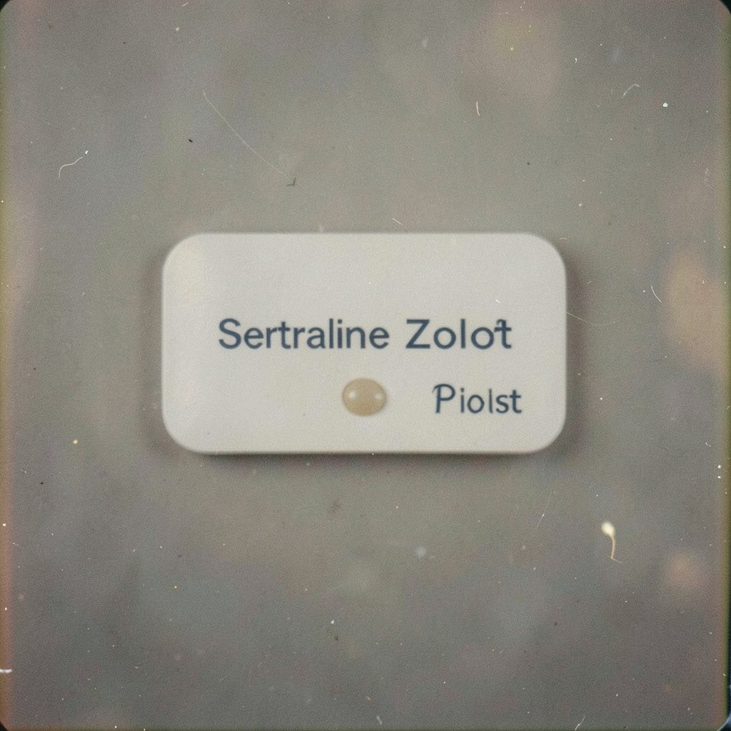 Small white pharmaceutical pills scattered on a muted gray background, soft natural light, visible film grain.